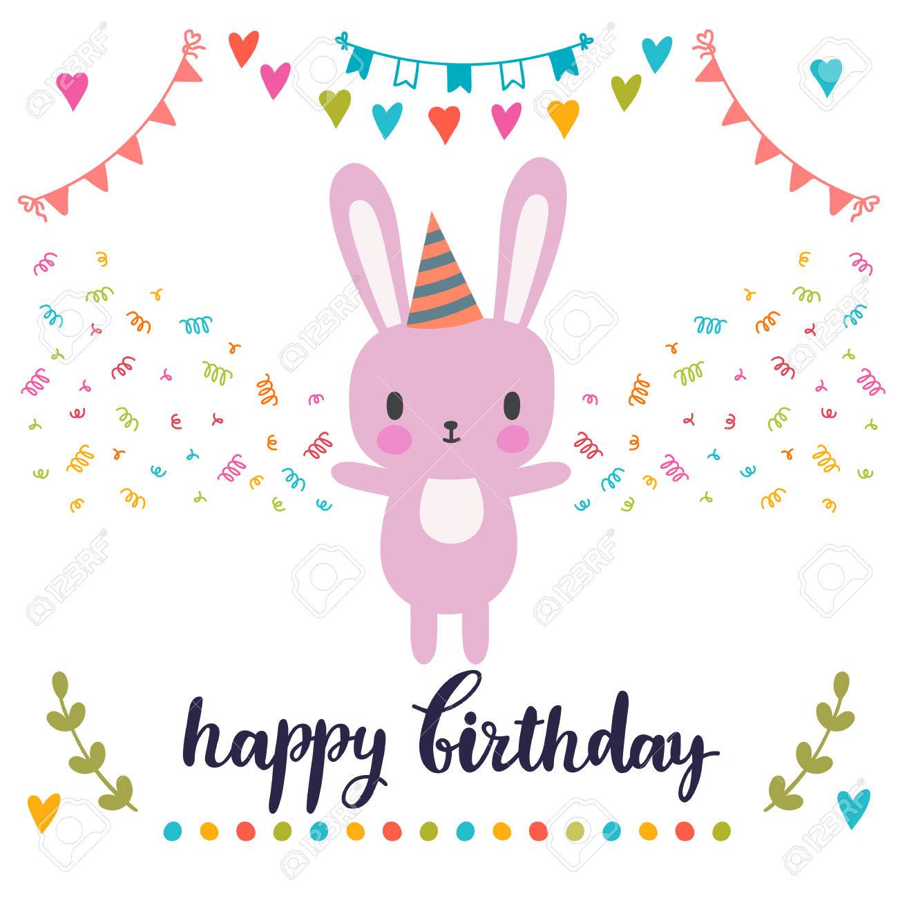 Carte De Voeux Joyeux Anniversaire Carte Postale Mignonne Avec Petit Lapin Drole Illustration Vectorielle Clip Art Libres De Droits Vecteurs Et Illustration Image Carte De Voeux Joyeux Anniversaire Carte Postale Mignonne Avec Petit Lapin Drole Illustration Vectorielle Clip Art Libres De Droits Vecteurs Et Illustration Image
