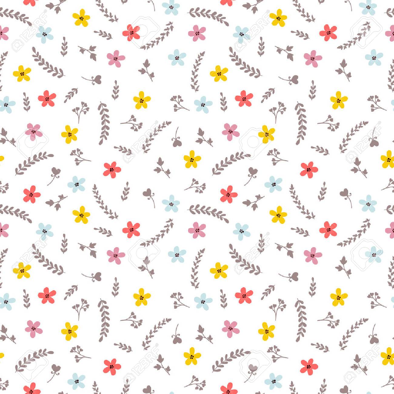 かわいい花のシームレスなパターン 自然の背景 花の装飾的な要素 ベクトルの図 のイラスト素材 ベクタ Image