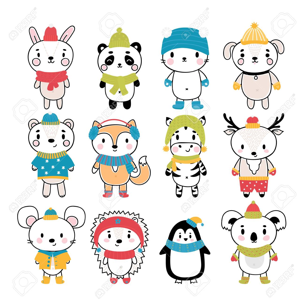 Set Of Cute Hand Drawn Animals At Winter Clothes. Funny Cartoon Characters. Vector Illustration Royalty Free SVG, Cliparts, Vectors, And Stock Illustration. Image 142182819. Set Of Cute Hand Drawn Animals At Winter Clothes. Funny Cartoon Characters. Vector Illustration Royalty Free SVG, Cliparts, Vectors, And Stock Illustration. Image 142182819.