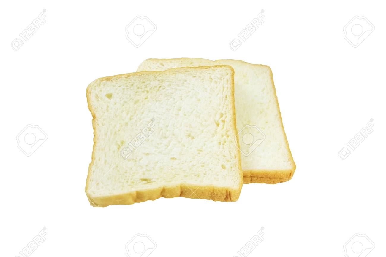 2 Slices Of Bread Were Placed On A White Background Stock Photo