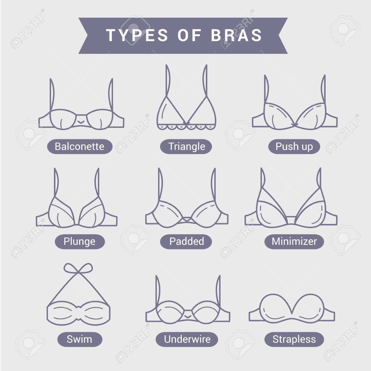 ブラジャーの種類です 下着アイコン のイラスト素材 ベクタ Image