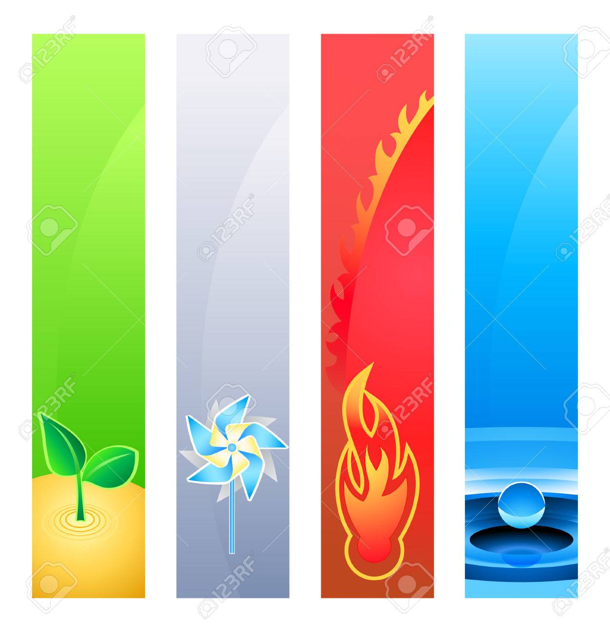 4 自然要素 地球 風 火 水 バナーやサイダーの背景 基本のバナーのサイズは 1 600 です のイラスト素材 ベクタ Image