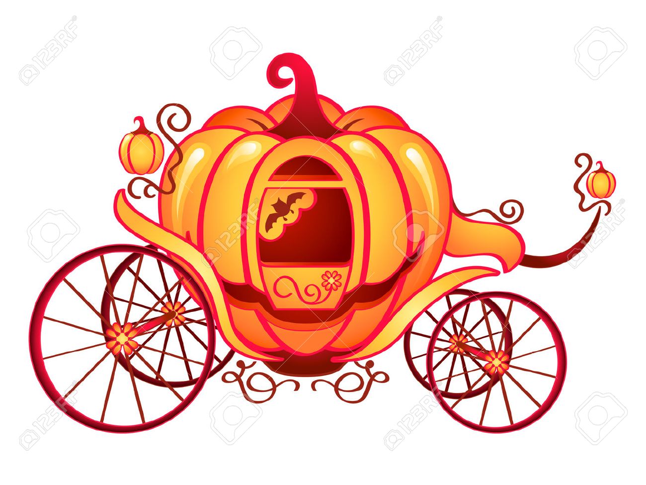 シンデレラまたは白で分離されたハロウィーンのカボチャの馬車 のイラスト素材 ベクタ Image