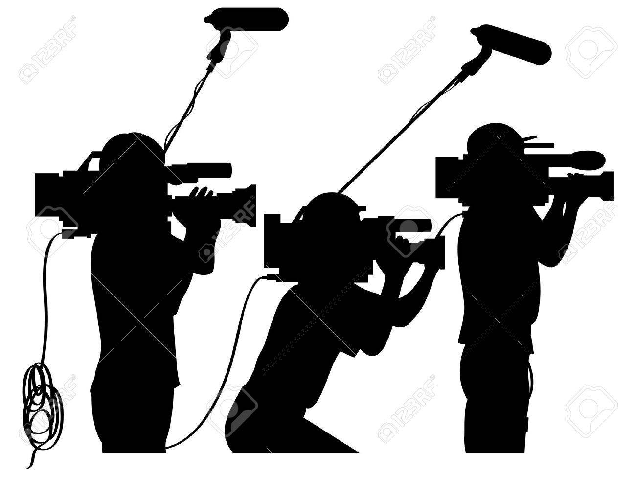 仕事でカメラマン シルエット側ビュー のイラスト素材 ベクタ Image