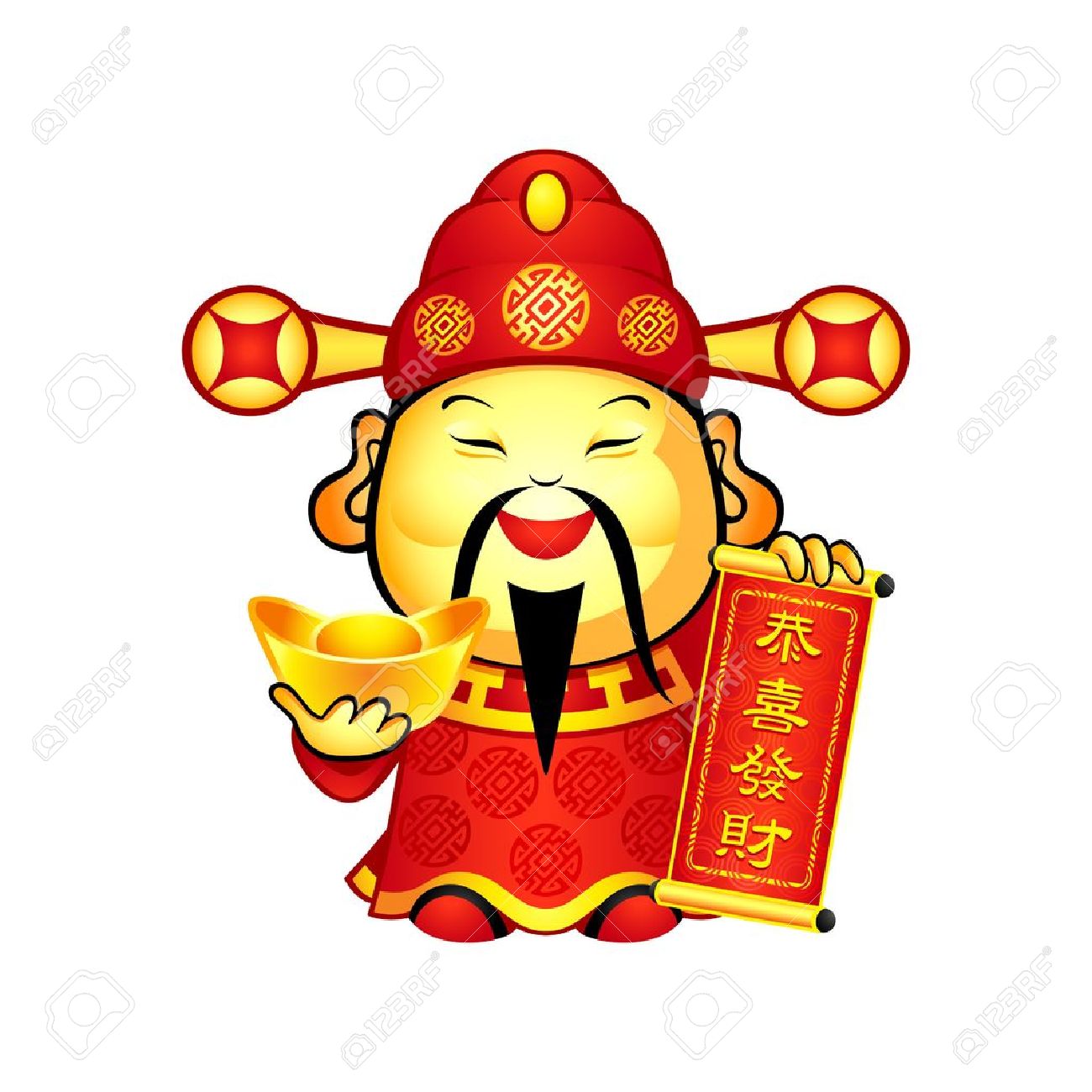 Cai シェン 繁栄 人気のある新しい年シンボルの中国の神のイラスト素材 ベクタ Image Cai シェン 繁栄 人気のある新しい年シンボルの中国の神のイラスト素材 ベクタ Image