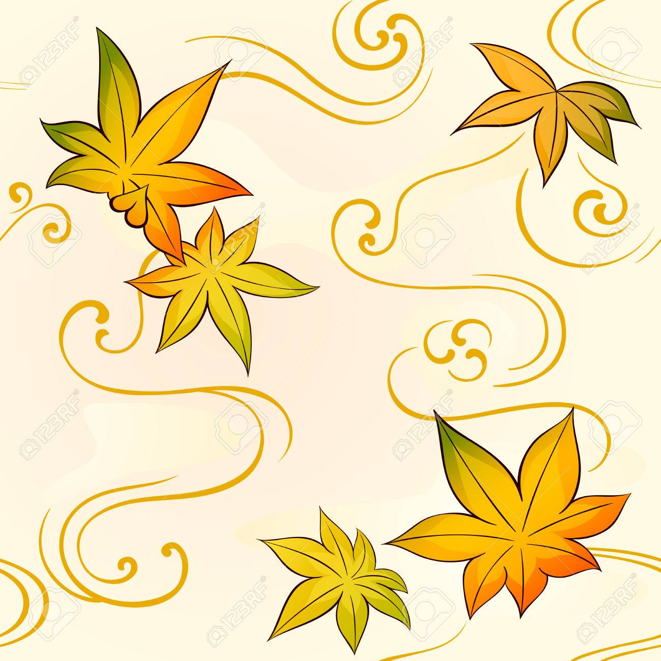 Seamless Floral Kimono Pattern With Autumn Leaves Royalty Free Cliparts Vectors And Stock Illustration Image