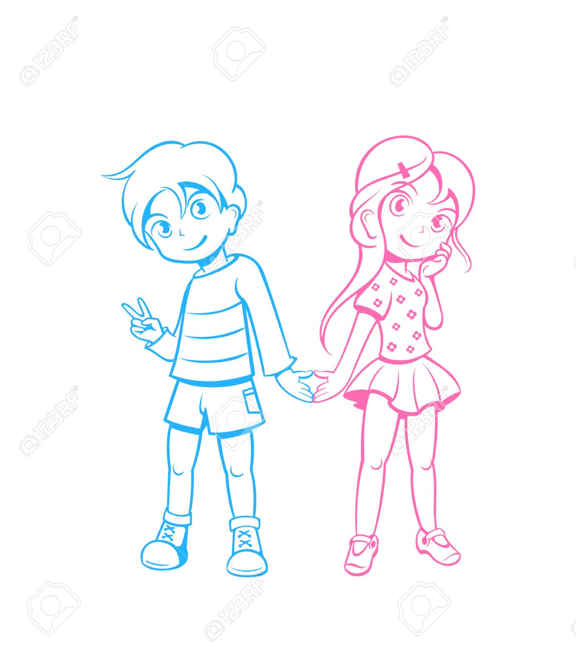 かわいい男の子と女の子のアニメ風の恋 のイラスト素材 ベクタ Image かわいい男の子と女の子のアニメ風の恋 のイラスト素材 ベクタ Image