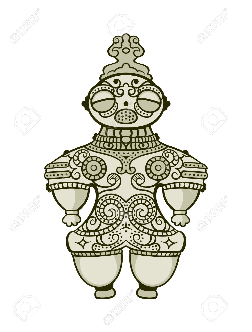 縄文時代の日本の土偶 土器図 置物 のイラスト素材 ベクタ Image