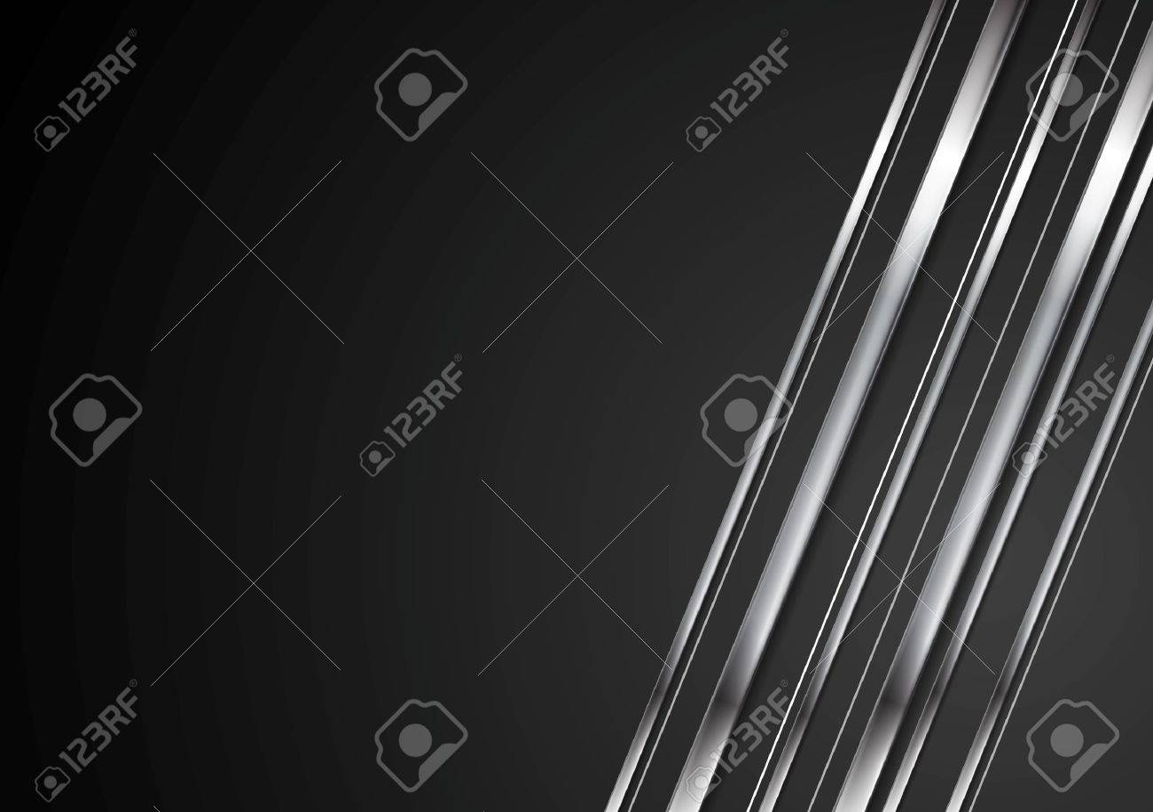 Abstract tech brilliant metallic stripes on black background. Vector shiny silver metal graphic design - 55687013 Abstract tech brilliant metallic stripes on black background. Vector shiny silver metal graphic design - 55687013