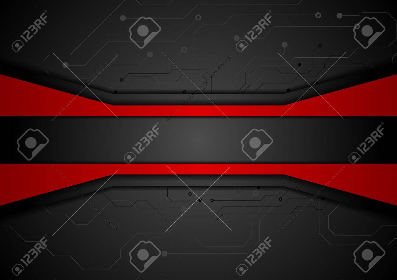 Contrast red black tech abstract background with circuit board drawing. Technology concept vector design - 66079329 Contrast red black tech abstract background with circuit board drawing. Technology concept vector design - 66079329