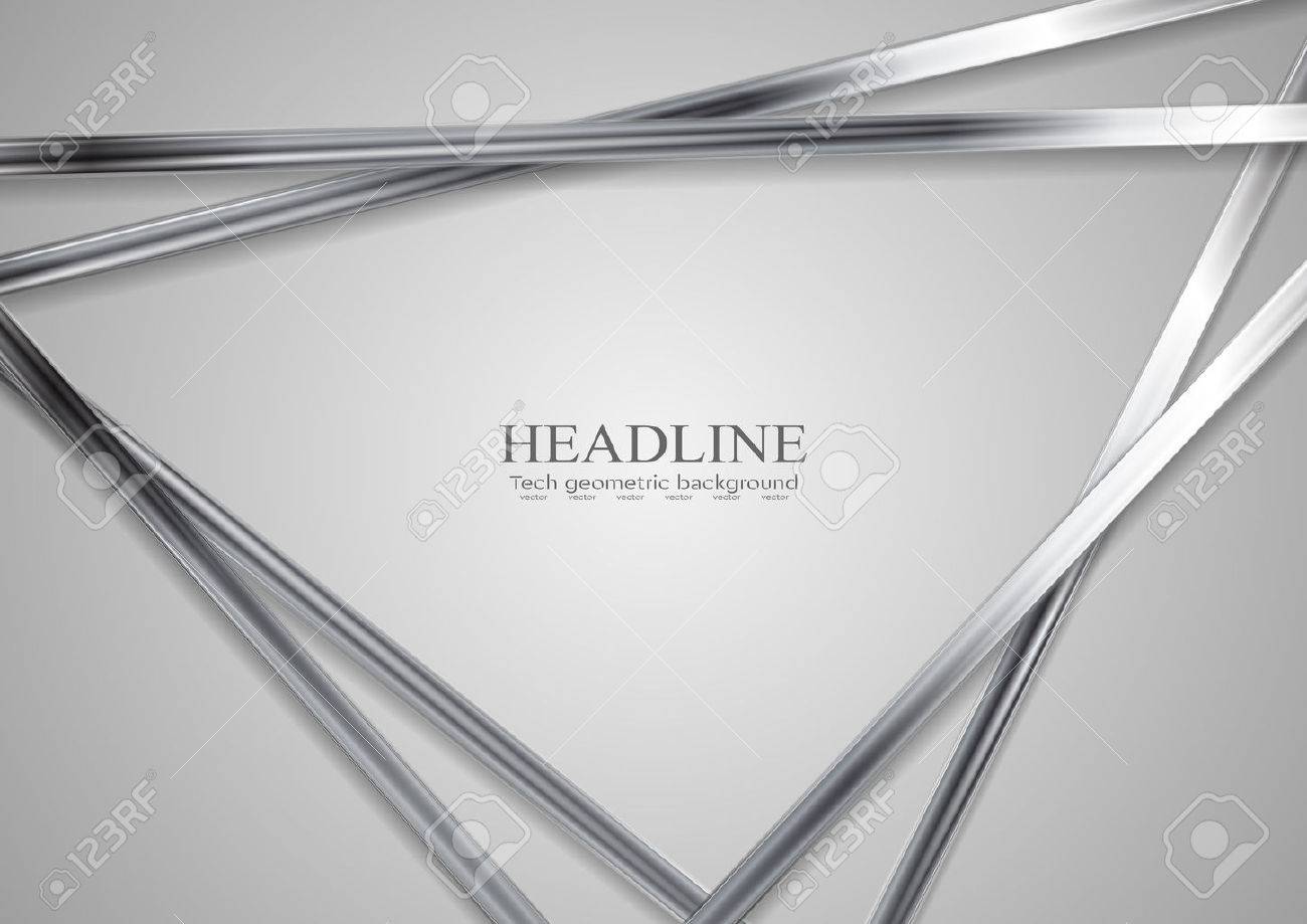 Tech metallic abstract triangles background. Silver metal stripes on grey backdrop. Hi-tech vector illustration - 70143165 Tech metallic abstract triangles background. Silver metal stripes on grey backdrop. Hi-tech vector illustration - 70143165