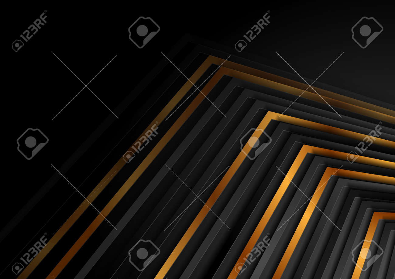 Black and luxury golden curved stripes abstract geometric - 169500853 Black and luxury golden curved stripes abstract geometric - 169500853