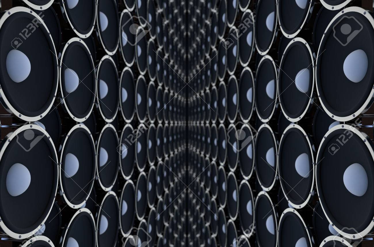 wall of speakers