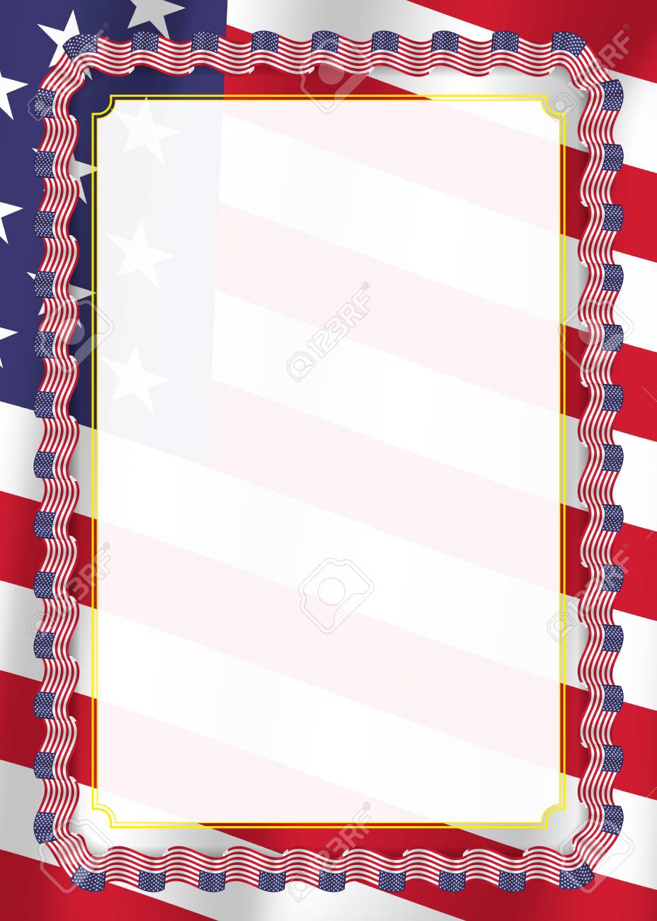 frame and border of ribbon with united states flag template united states flag template