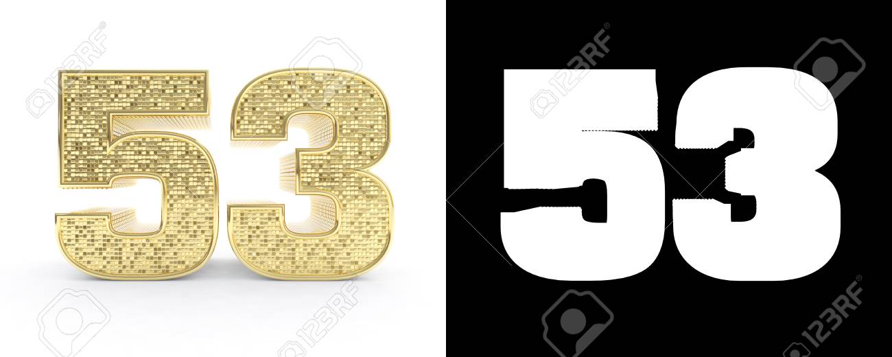 Golden Number Fifty Three Number 53 On White Background With Stock Photo Picture And Royalty Free Image Image