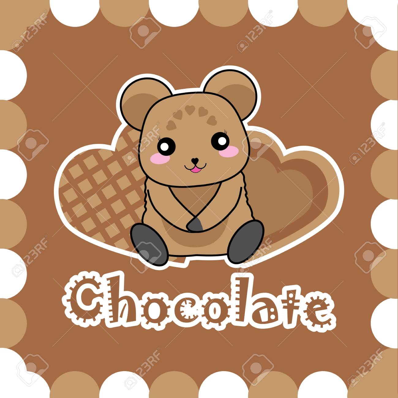 かわいい赤ちゃんとバレンタインの日カード ベクトル漫画クマ チョコレート背景子供バレンタイン ポストカードやグリーティング カードに適したのイラスト素材 ベクタ Image