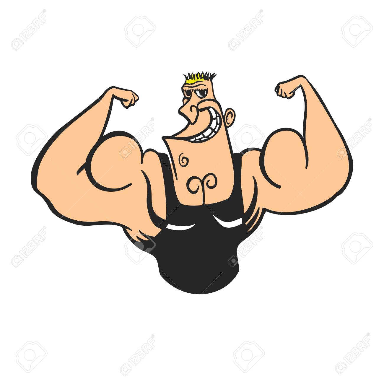 漫画のキャラクター 筋肉男 ベクトル図 フィットネス モデル ポーズ ボディービルのポーズ メンズ物理のイラスト素材 ベクタ Image