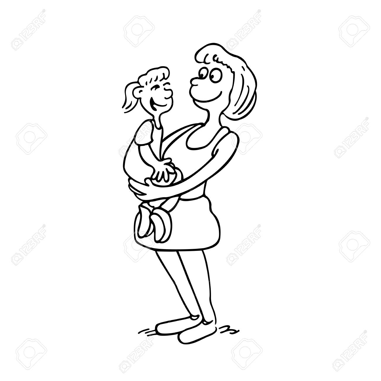 女の子を持つお母さん 子育て漫画イラストのイラスト素材 ベクタ Image