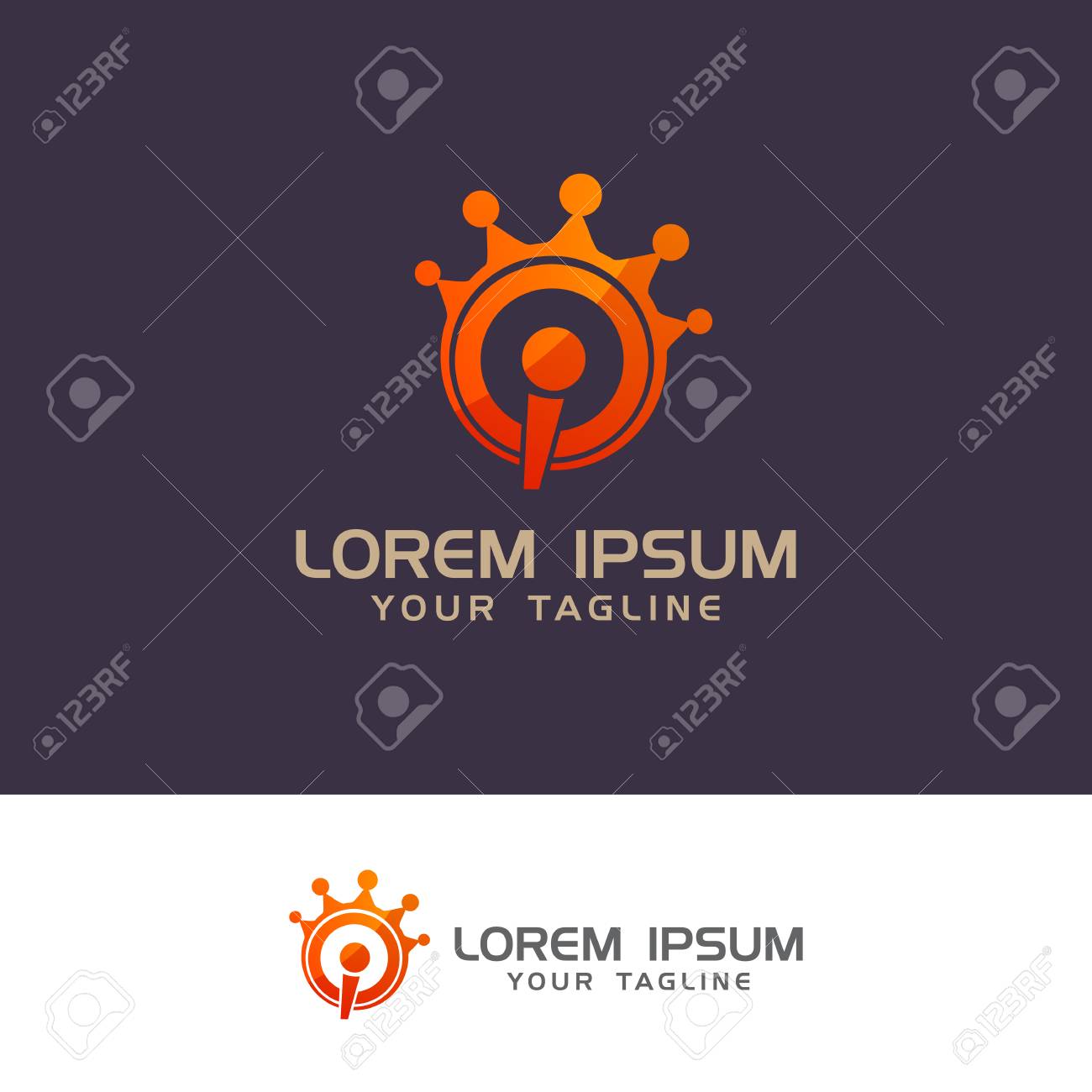 music crown and microphone logo design concept template music logo design