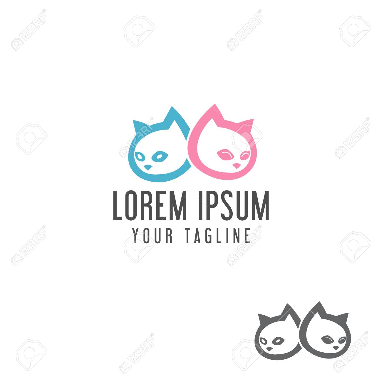 かわいい猫頭ロゴ デザイン コンセプト テンプレート のイラスト素材 ベクタ Image