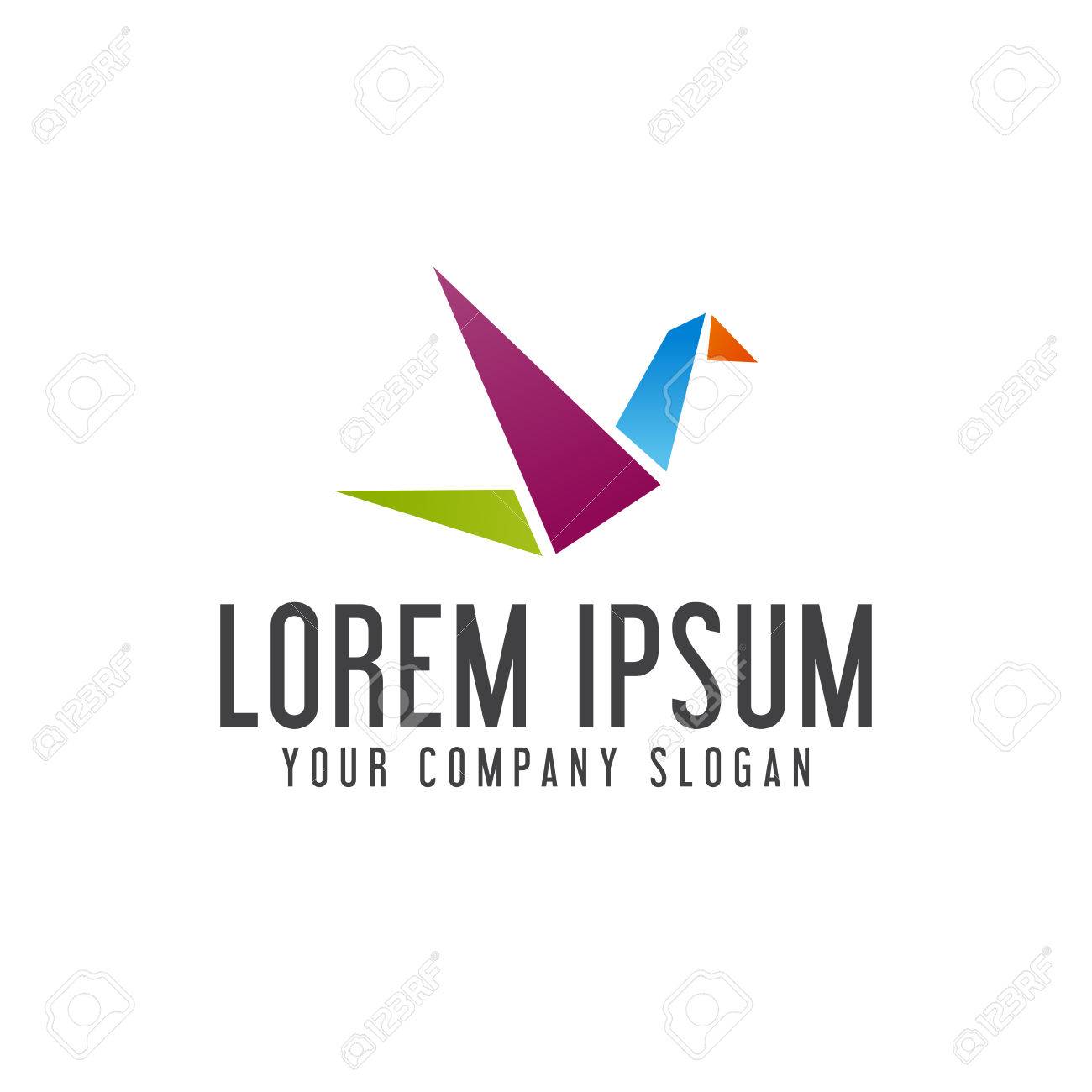 鳥折り紙ロゴ デザイン コンセプト テンプレート のイラスト素材 ベクタ Image