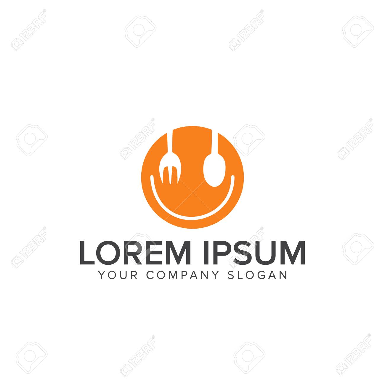 Fork Spoon And Dish Smile Logo Food And Drink Logo Restaurant