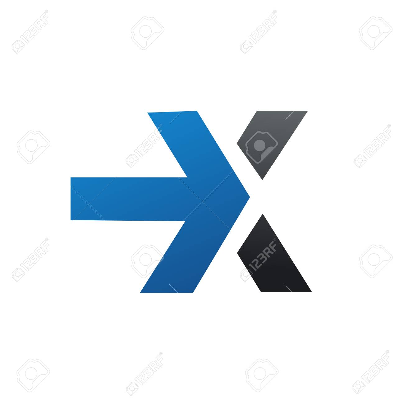 letter x logo with arrow logo design concept template royalty free