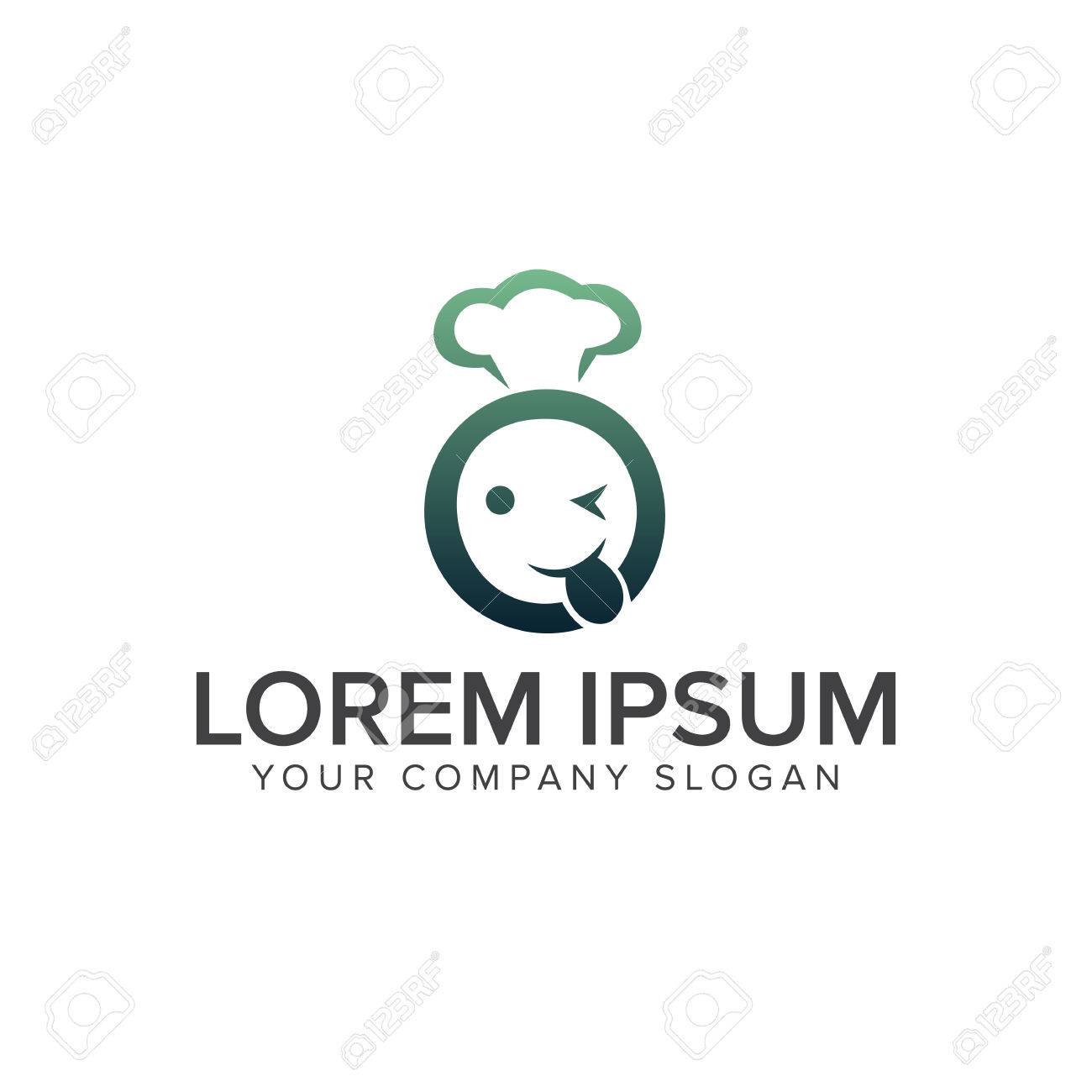 smiley face head logo restaurant logo design concept template