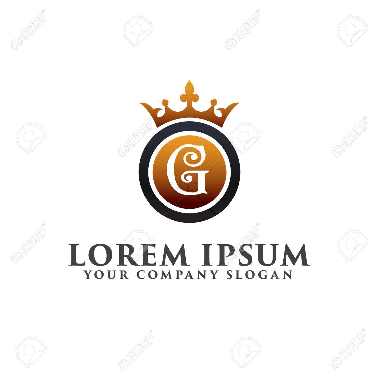 luxury letter g with crown logo design concept template royalty free