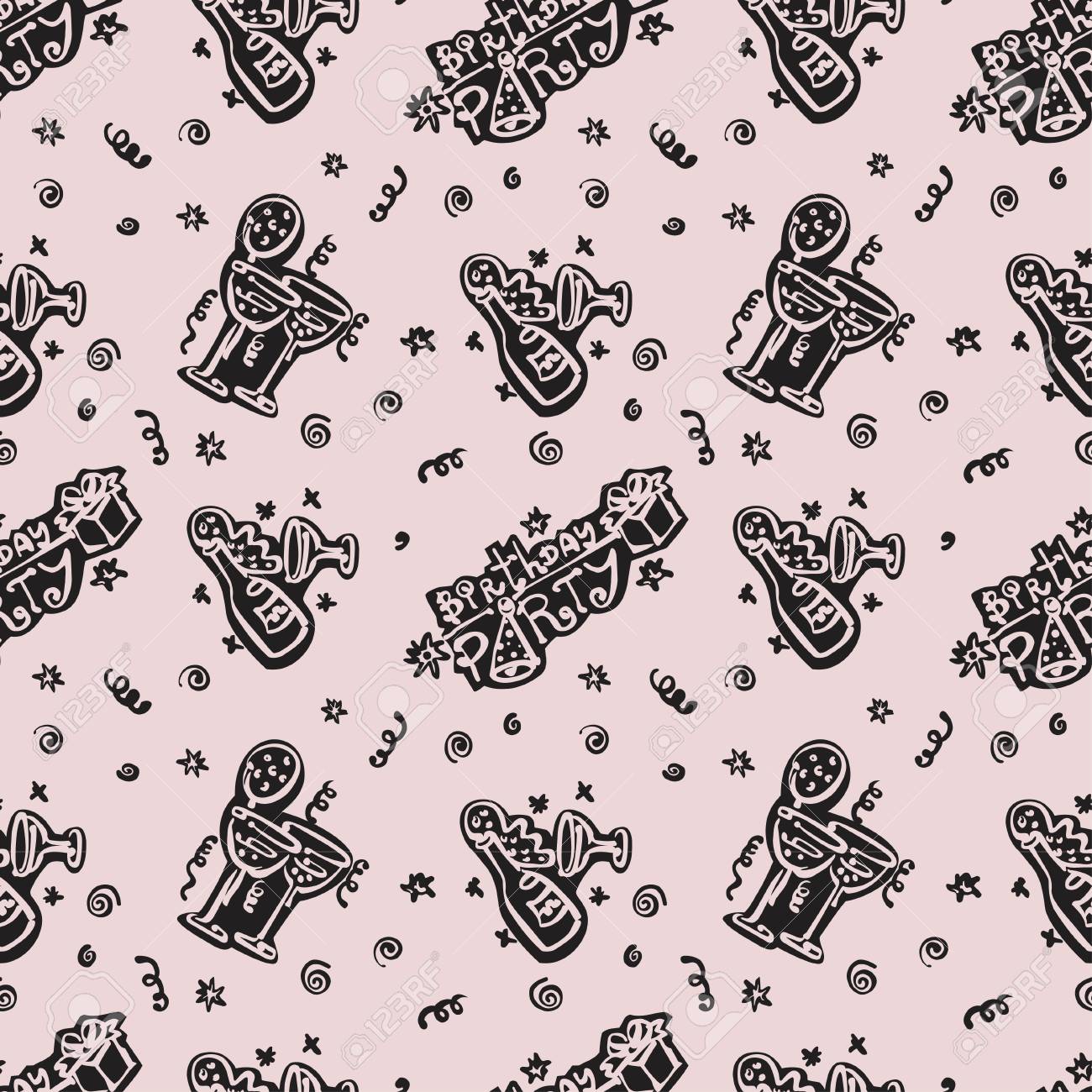 Happy Birthday Pattern Background With Dark Color Royalty Free