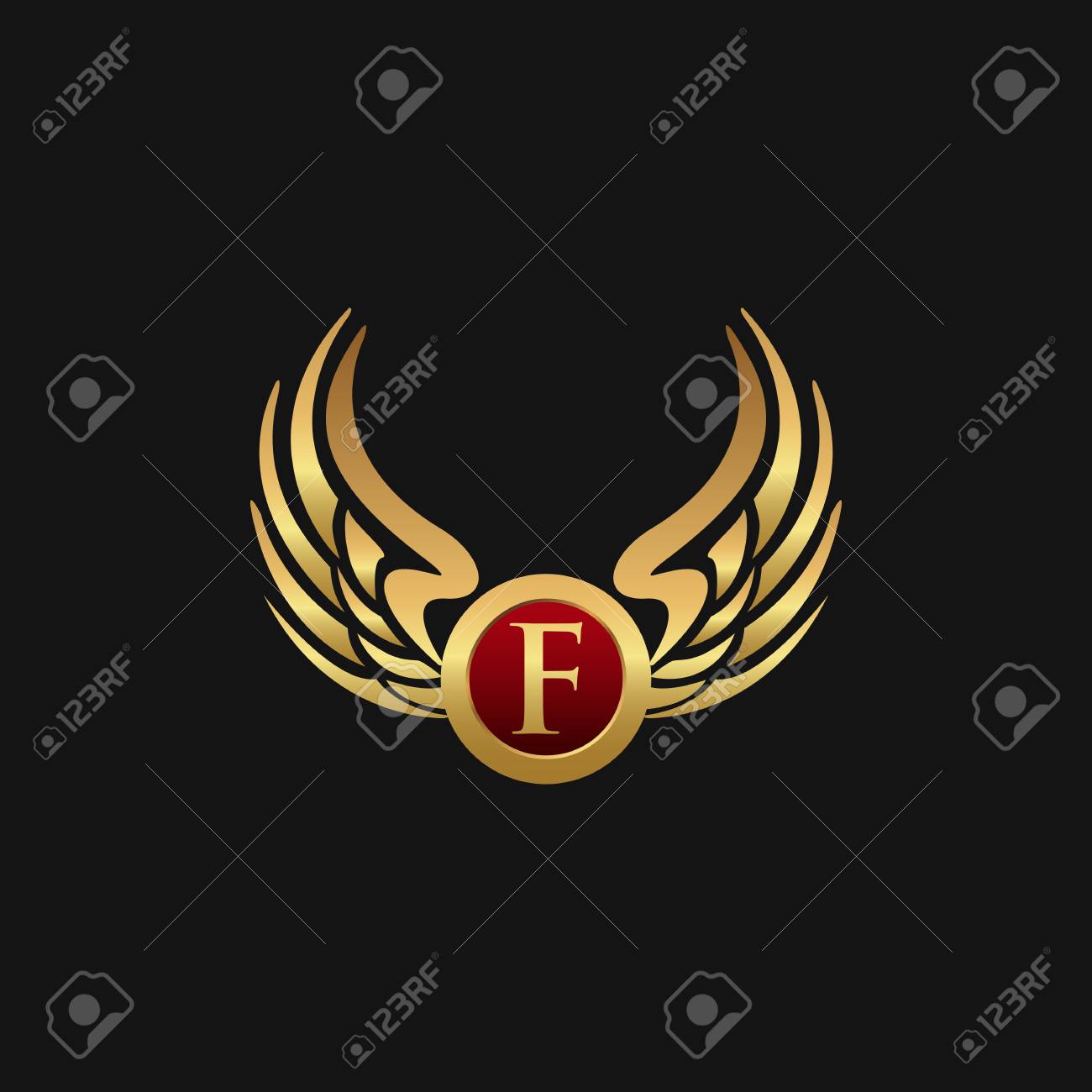 Luxury Letter F Emblem Wings logo design concept template - 87660391 Luxury Letter F Emblem Wings logo design concept template - 87660391