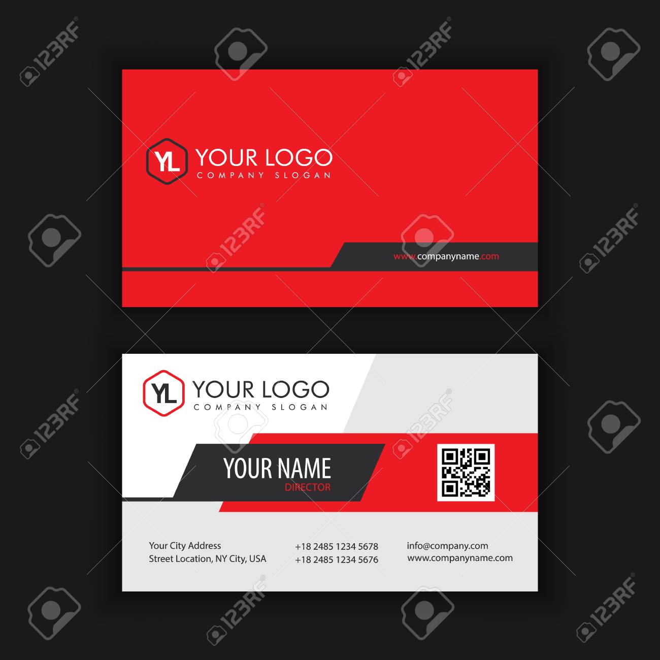 Modern Creative and Clean Business Card Template with Red Black color - 89409599 Modern Creative and Clean Business Card Template with Red Black color - 89409599