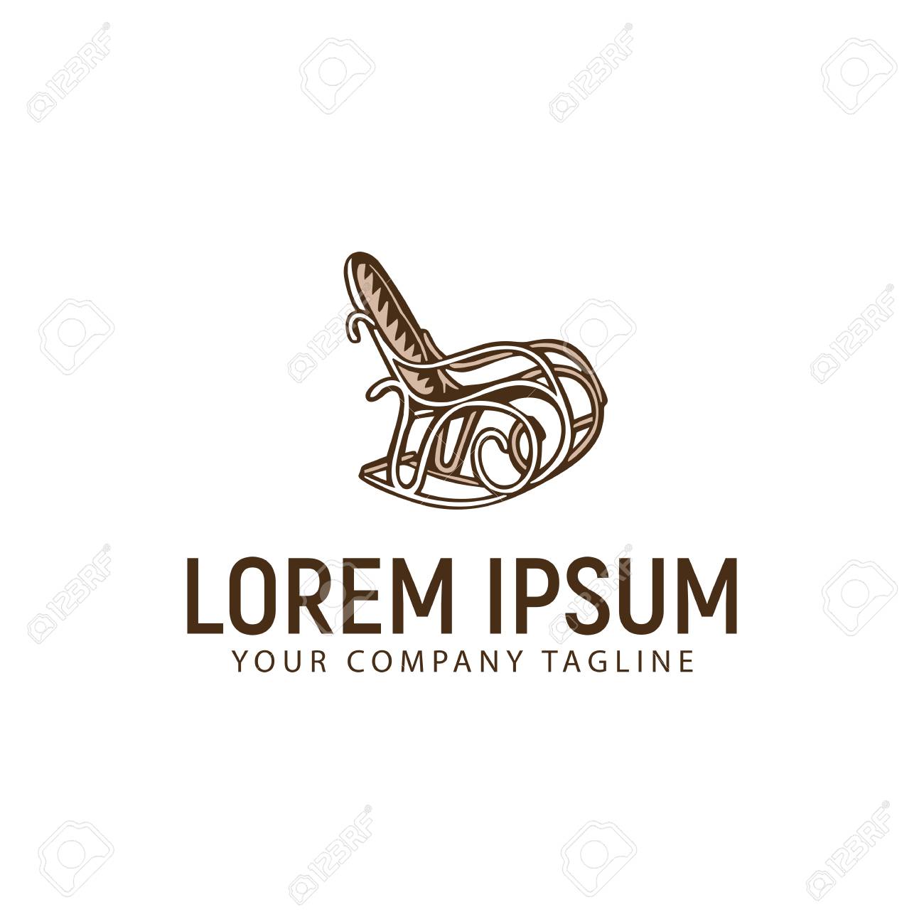 Rocking Chair Logo Hand Drawn Design Concept Template Royalty Free ... Rocking Chair Logo Hand Drawn Design Concept Template Royalty Free ...