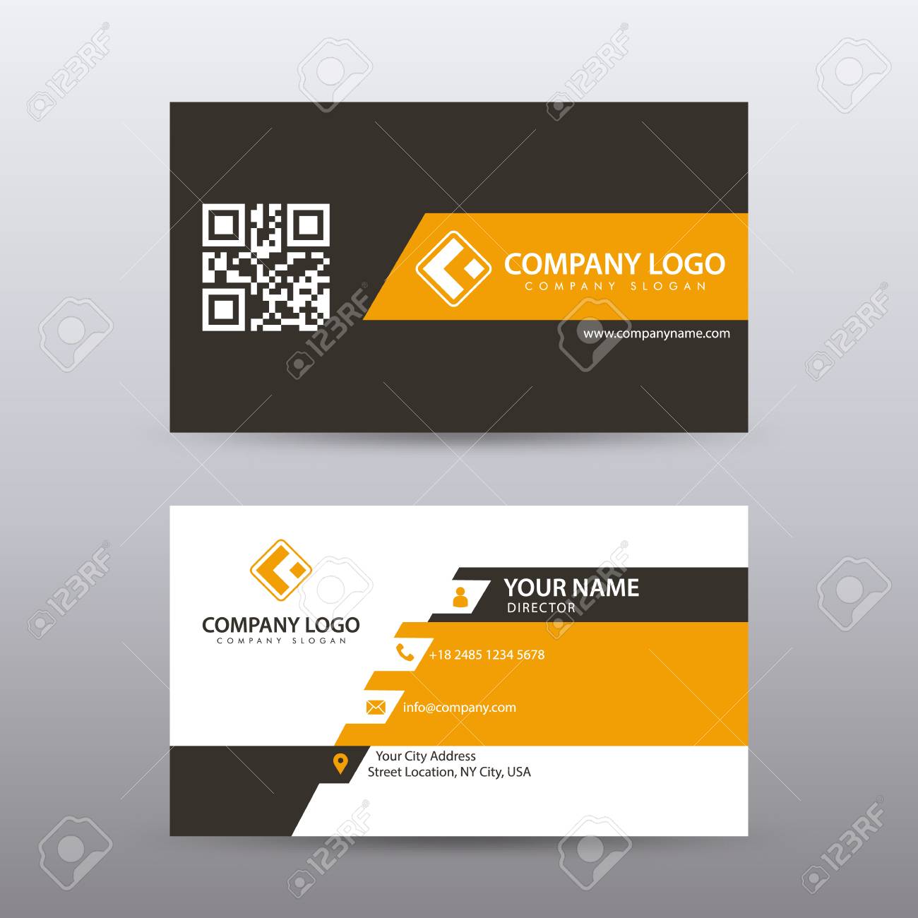 Modern Creative and Clean Business Card Template with orange Black color . Fully editable vector. - 94504020 Modern Creative and Clean Business Card Template with orange Black color . Fully editable vector. - 94504020