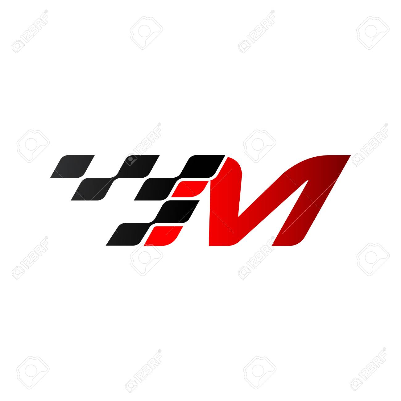 Letter M with racing flag logo - 105838589 Letter M with racing flag logo - 105838589