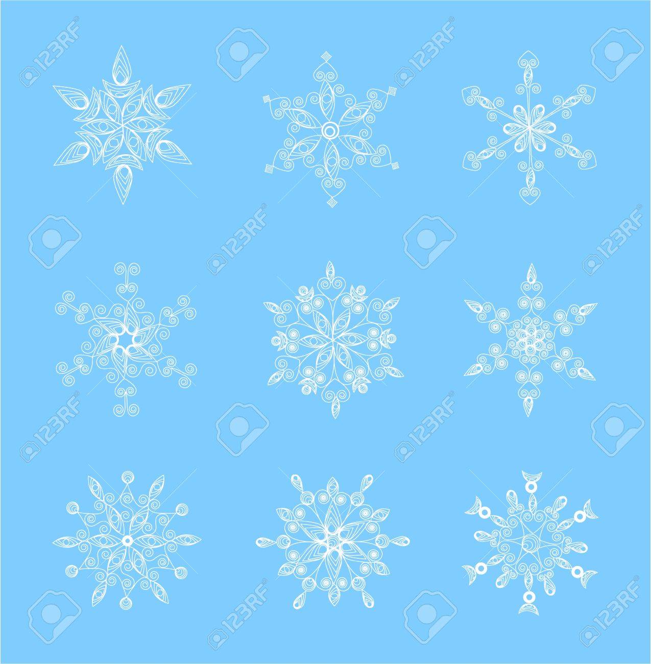 冬デザインのクリスマス イラストの美しい雪の結晶のセットします のイラスト素材 ベクタ Image