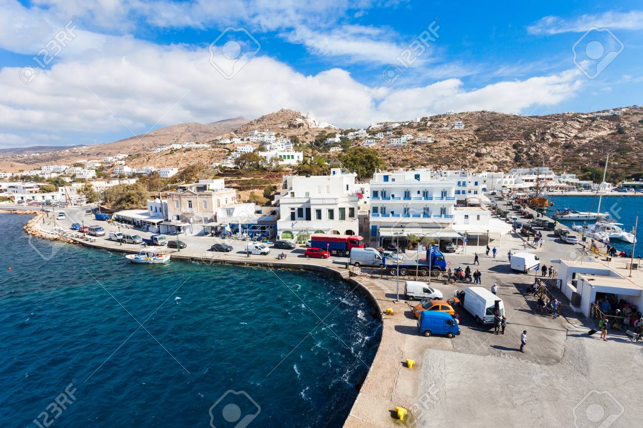 The Port Of Ios At The Head Of Ormos Harbor Ios Island Cyclades Stock Photo Picture And Royalty Free Image Image 79084620