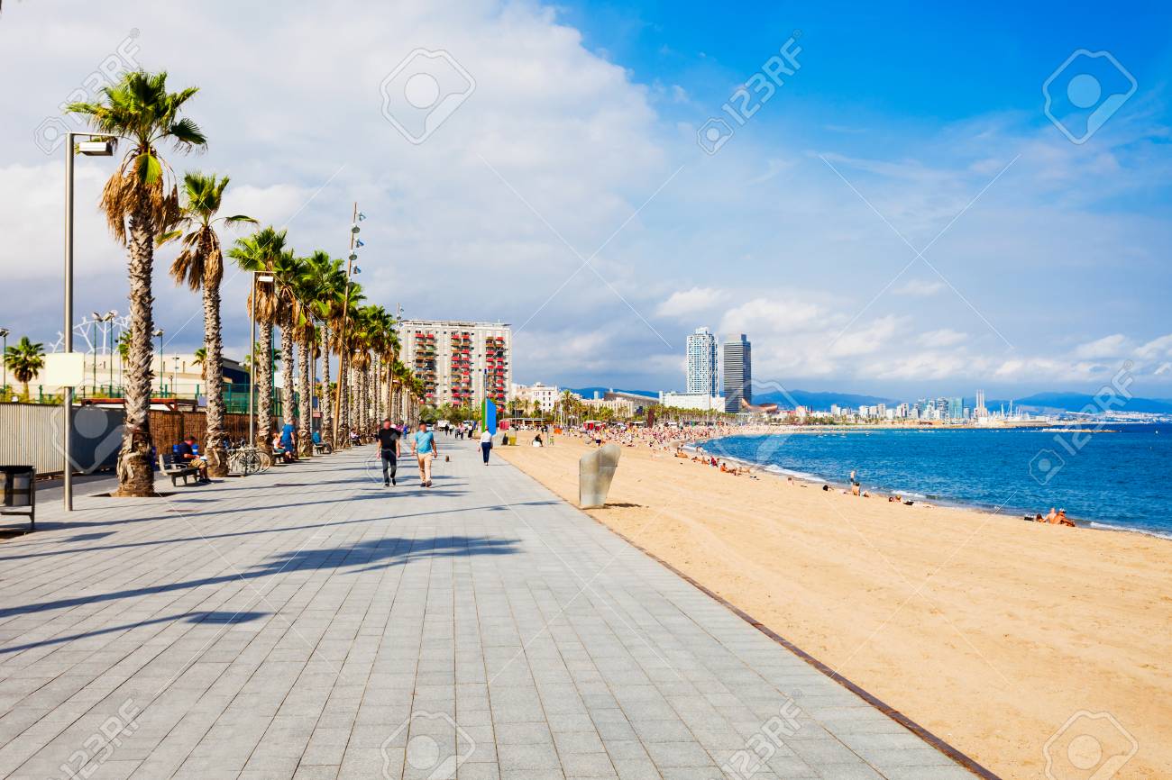 Playa De La Barceloneta City Beach In The Centre Of Barcelona