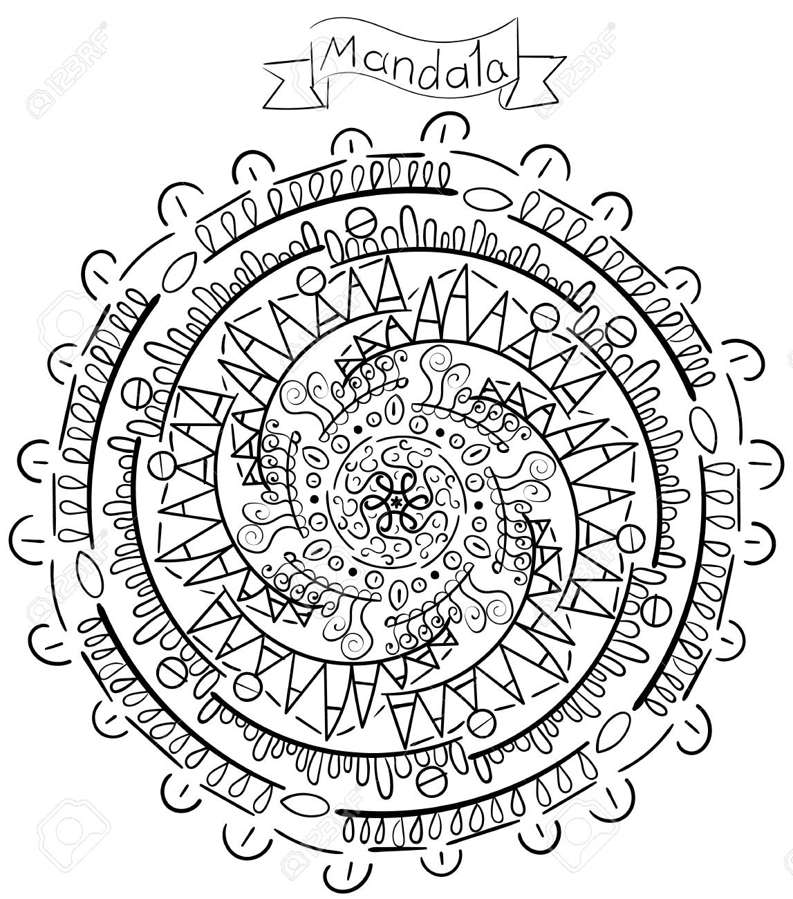 Vector Mandala For Anti Stress Adult Coloring Book Flower Shape