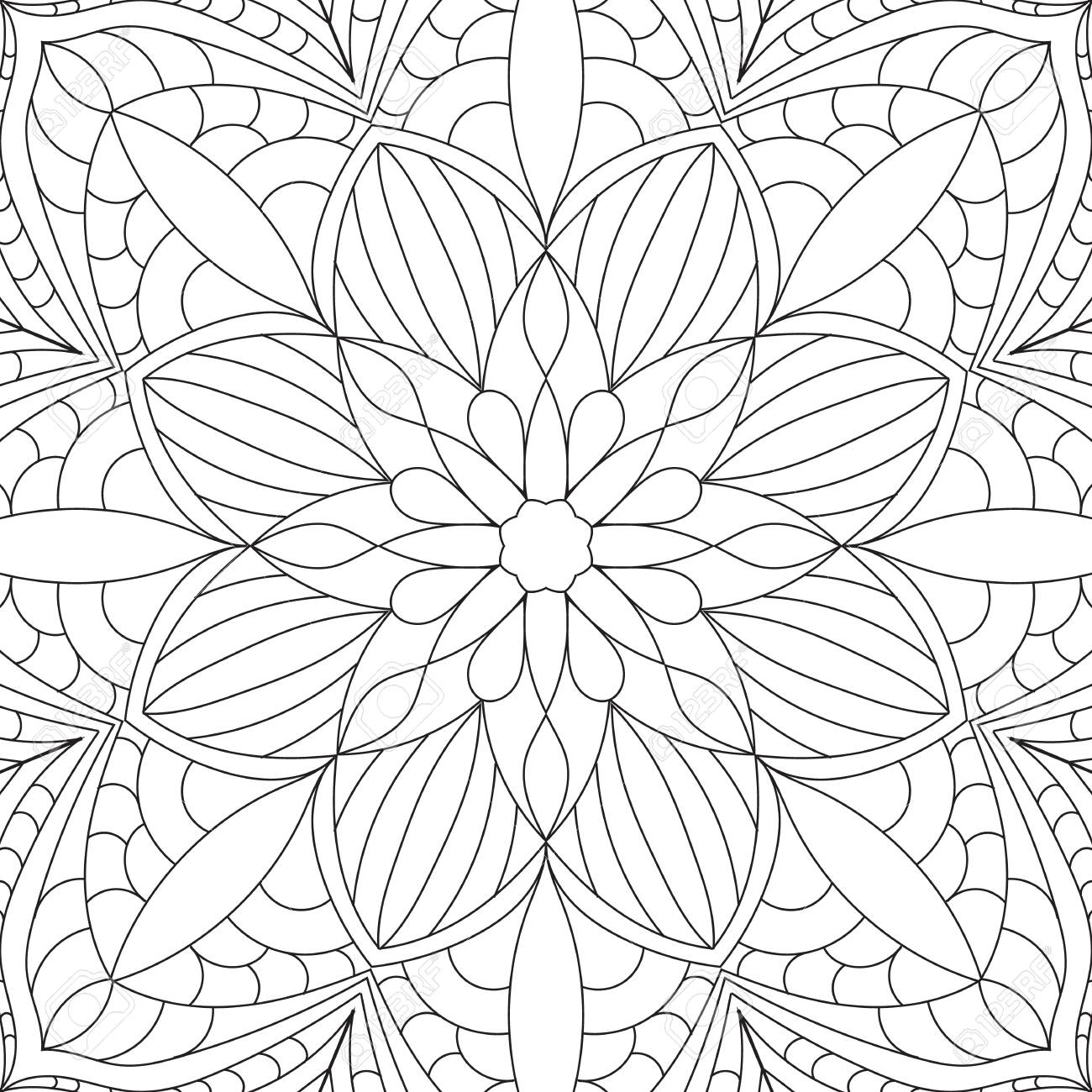 Flower Rectangular Mandala For Adults Coloring Book Page Design Royalty Free Cliparts Vectors And Stock Illustration Image 94662277