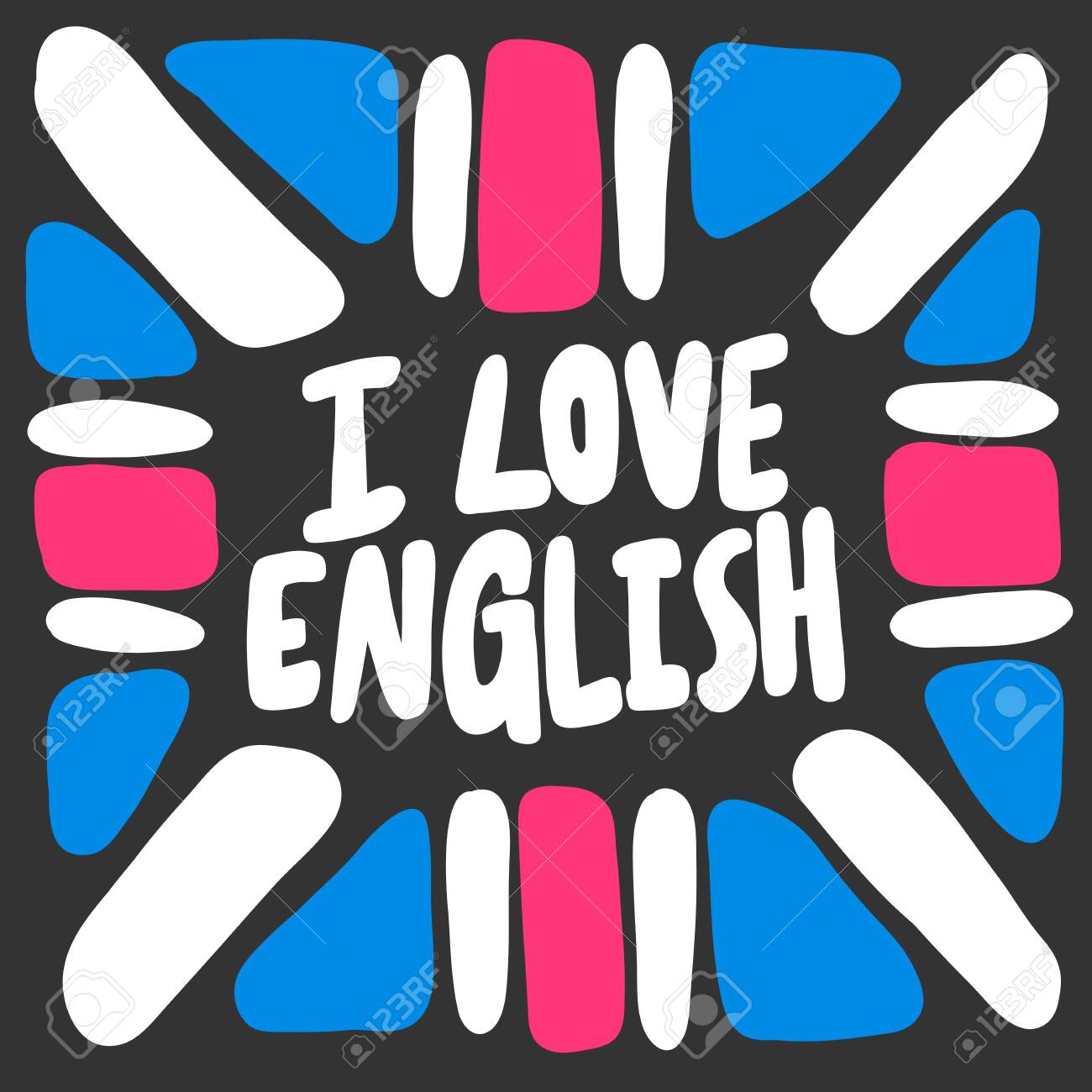 I Love English. Sticker For Social Media Content. Vector Hand Drawn  Illustration Design. Royalty Free SVG, Cliparts, Vectors, and Stock  Illustration. Image 135575354.