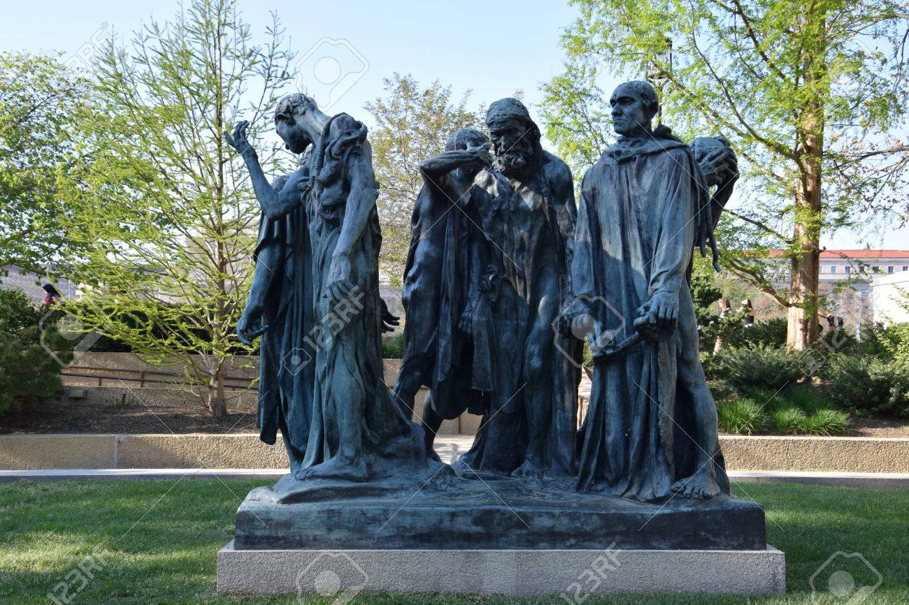 ワシントン Dc ハーシュホーン彫刻庭園にロダンの彫刻をレ ブルジョア ド カレー の写真素材 画像素材 Image