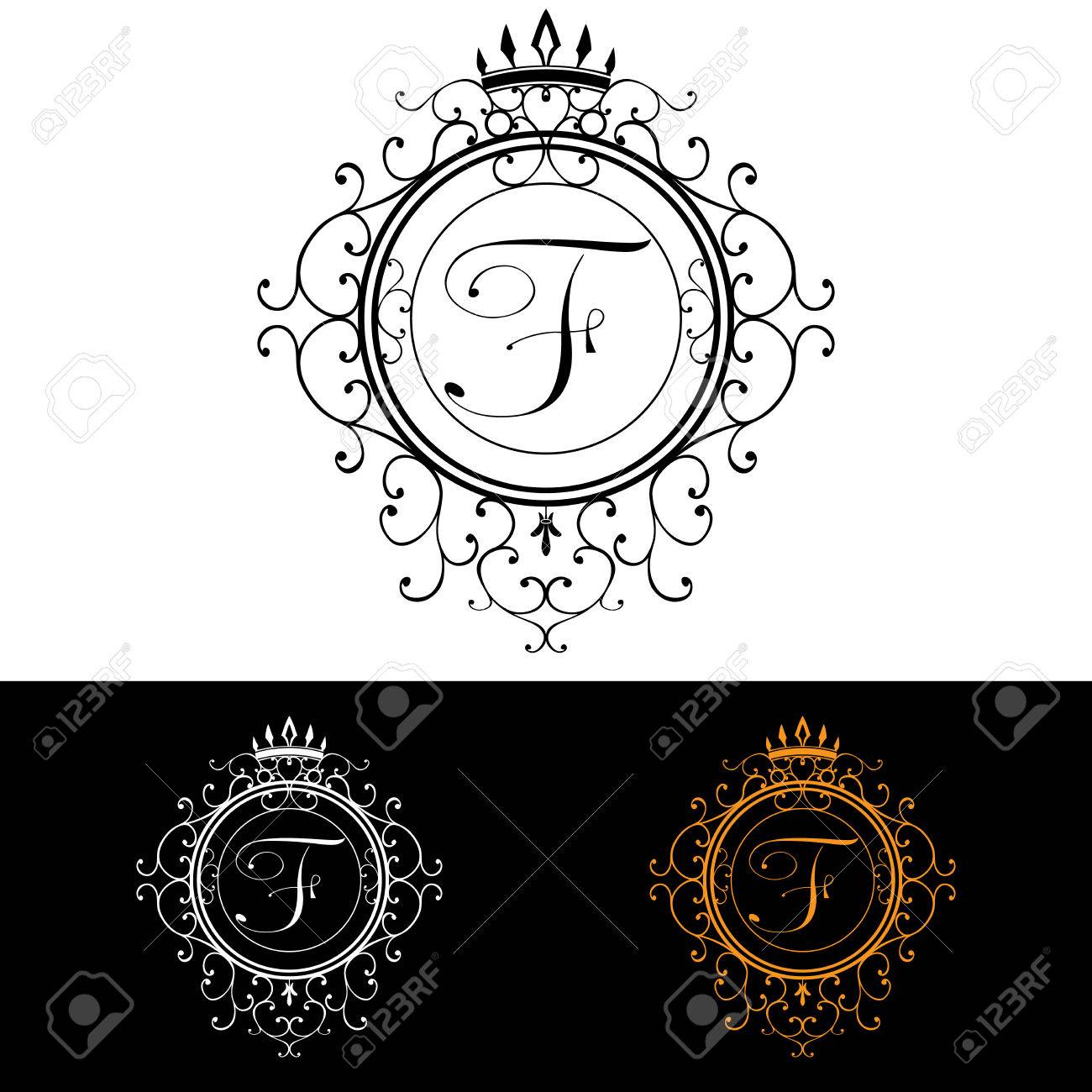letter f luxury logo template flourishes calligraphic elegant