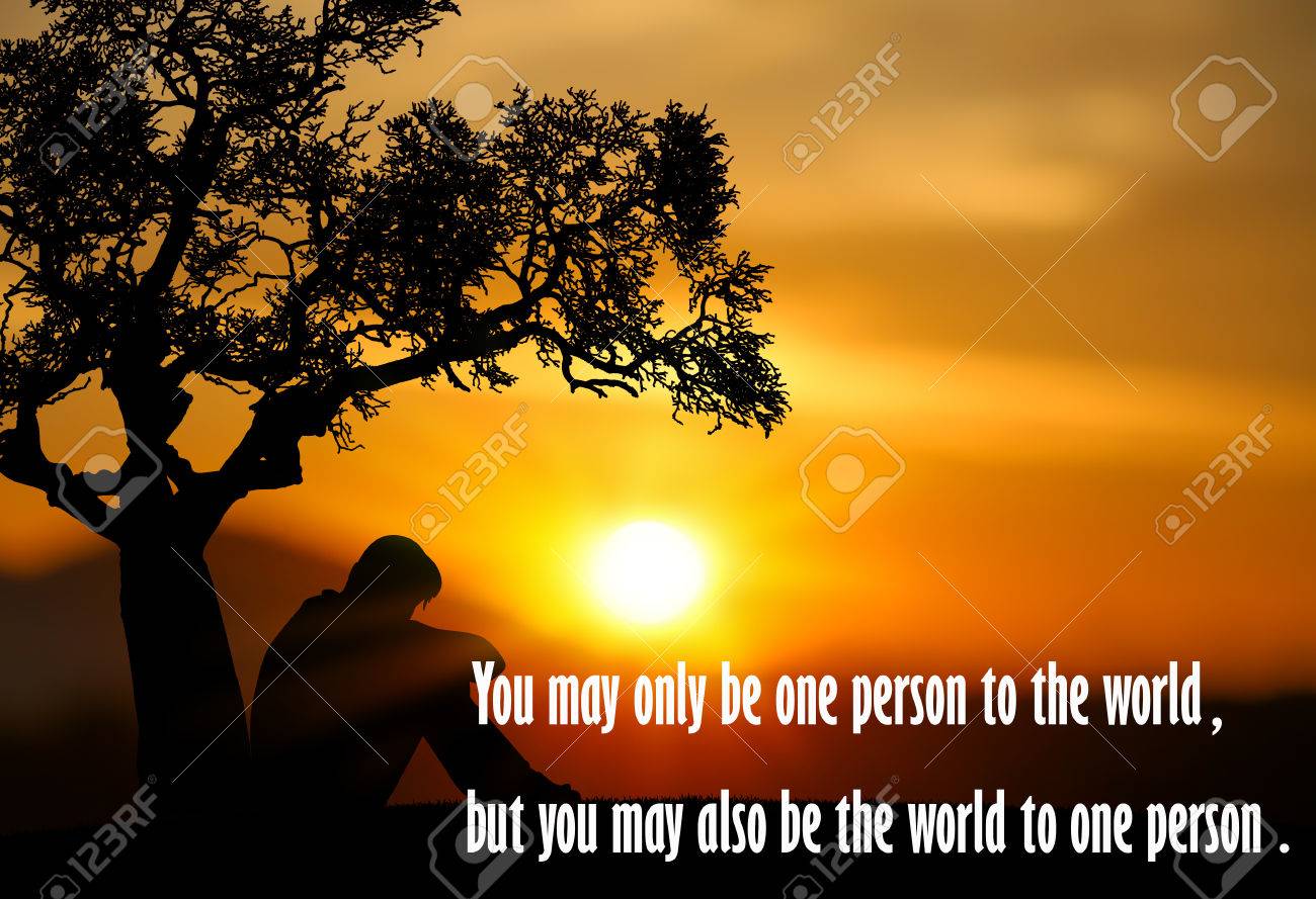 Inspirational Quote On Silhouette Of People Sad At Sunset Background. Stock  Photo, Picture And Royalty Free Image. Image 52403536.