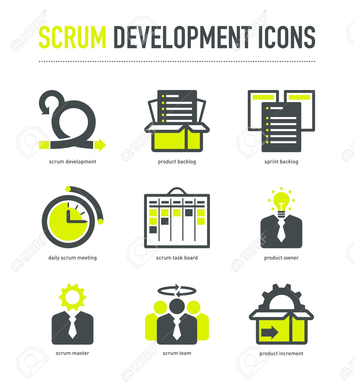Scrum development methodology icons - 67028011 Scrum development methodology icons - 67028011