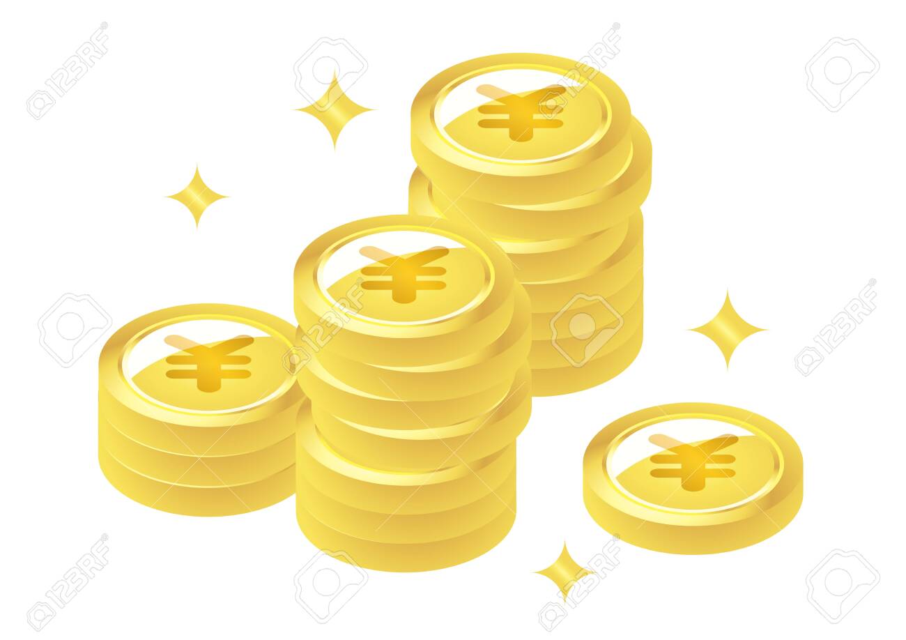円札コインが山積み。富のイメージ。のイラスト素材・ベクター Image 153986872