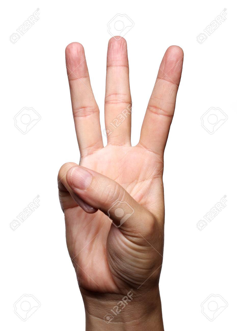 Main Feminine Montre Trois Doigts Isoles Sur Fond Blanc Banque D Images Et Photos Libres De Droits Image 22305496