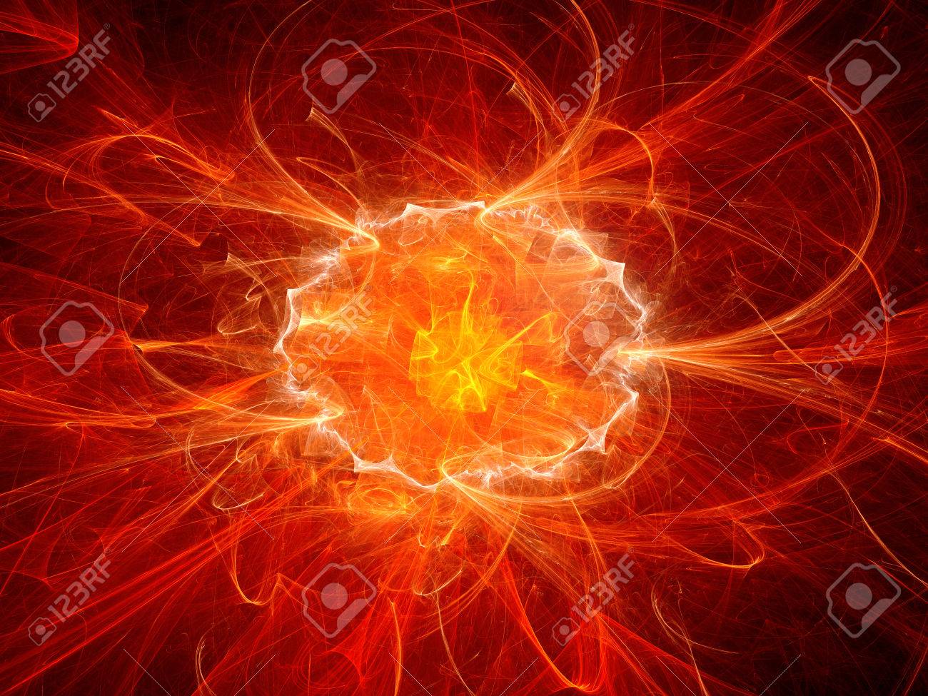 空間に赤の激しい爆発 コンピューター生成された抽象的な背景 の写真素材 画像素材 Image