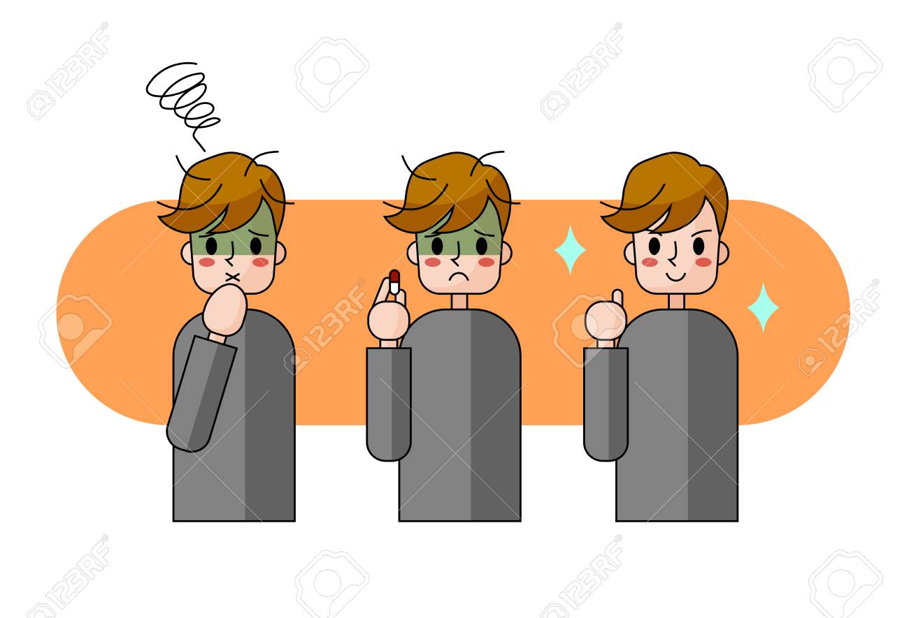 with dizziness.. Sick and migraine man headache, vertigo, strssed dizzy