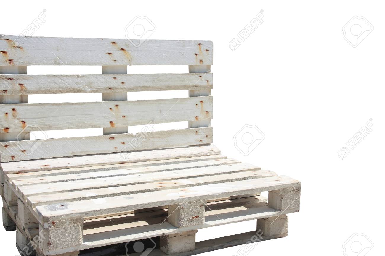 分離リサイクル木製パレットで作られた珍しいベンチ の写真素材 画像素材 Image